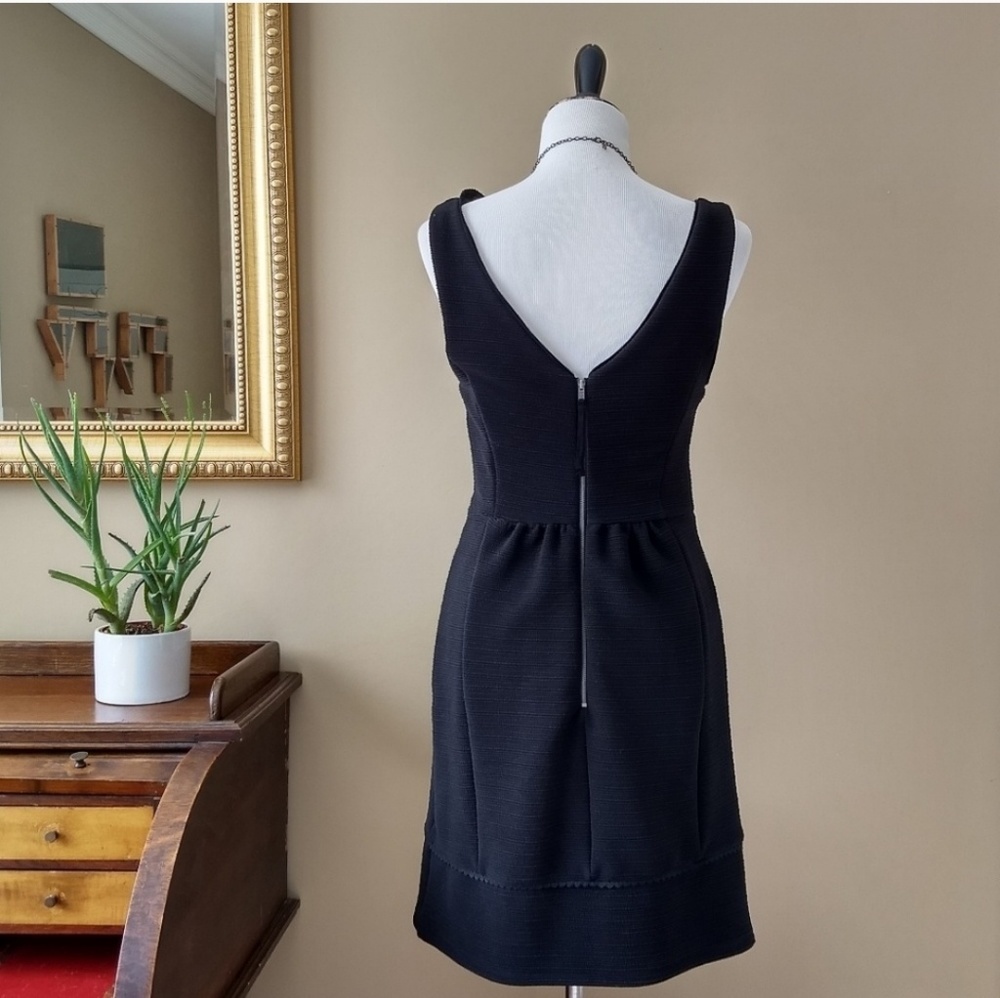 Anthropologie Black Ruffle V-Neck Mini Dress - Picture 6 of 8